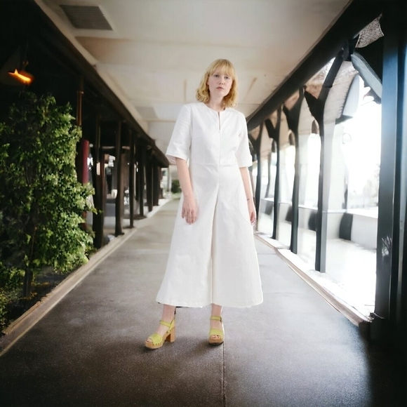 MEG ROUND POCKET JUMPSUIT WHITE Size S - Picture 14 of 14